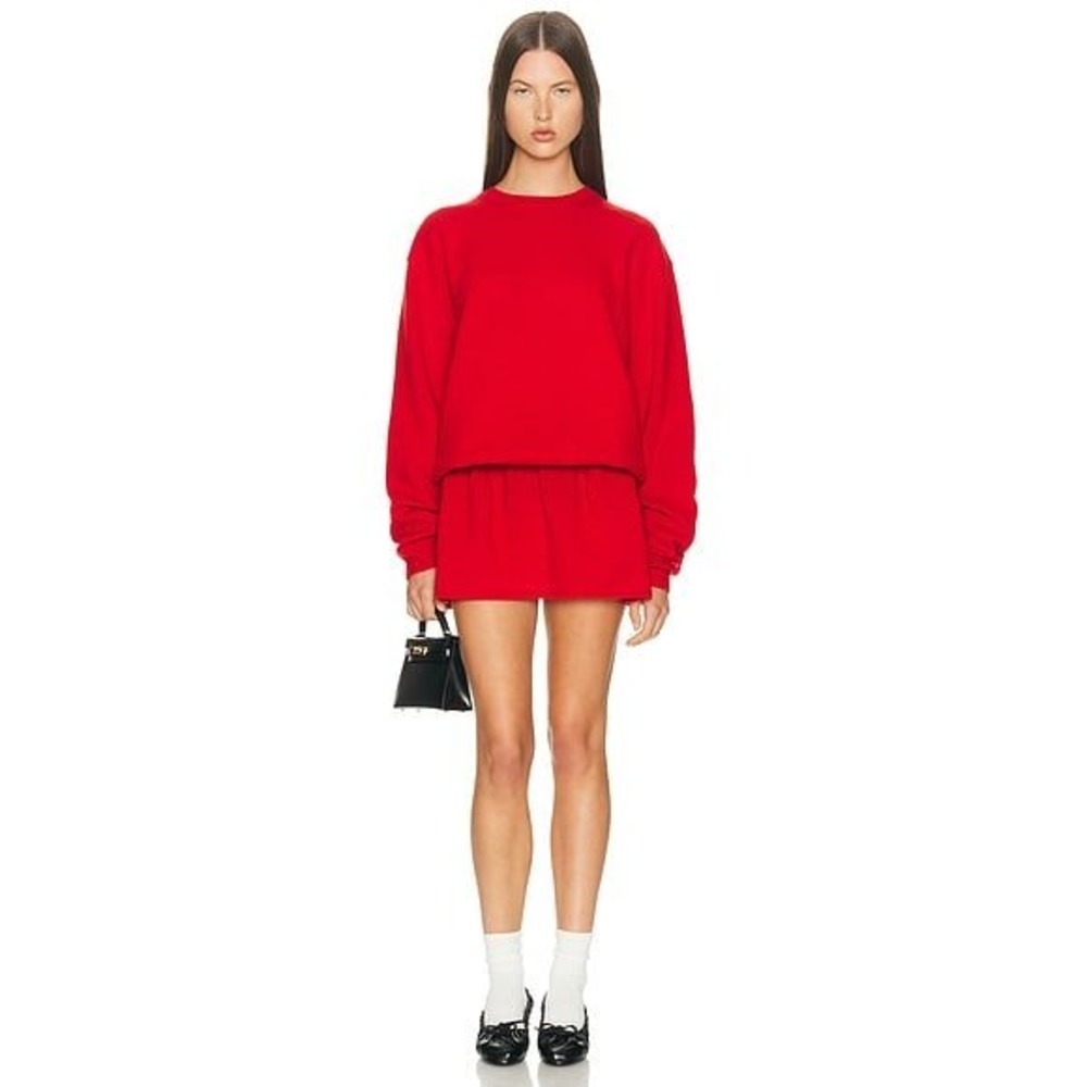 Sandy Liang Red Knit Kazia Long Sleeve Mini Dress Crew Neck NWT Size S
